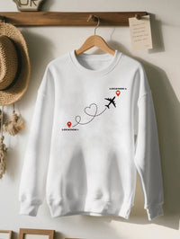 Bluza Dama Casual Design Travel cu Imprimeu Avion si Harta