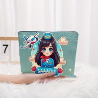 Borseta Cosmetice pentru Calatorii si Uz Zilnic, Design Modern, Fermuar Rezistent Aviation Cartoon