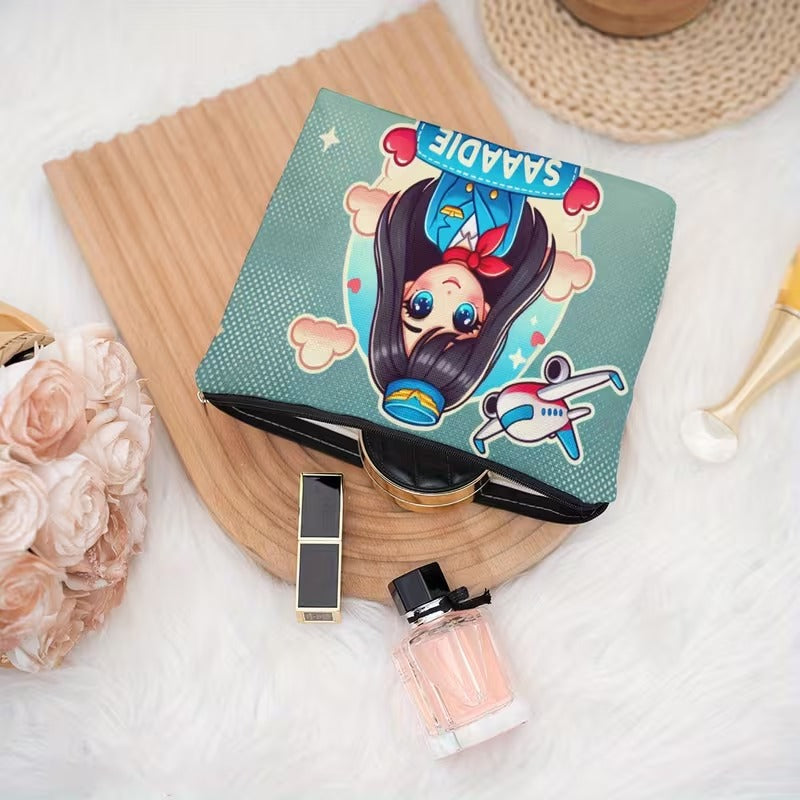 Borseta Cosmetice pentru Calatorii si Uz Zilnic, Design Modern, Fermuar Rezistent Aviation Cartoon