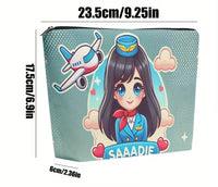 Borseta Cosmetice pentru Calatorii si Uz Zilnic, Design Modern, Fermuar Rezistent Aviation Cartoon