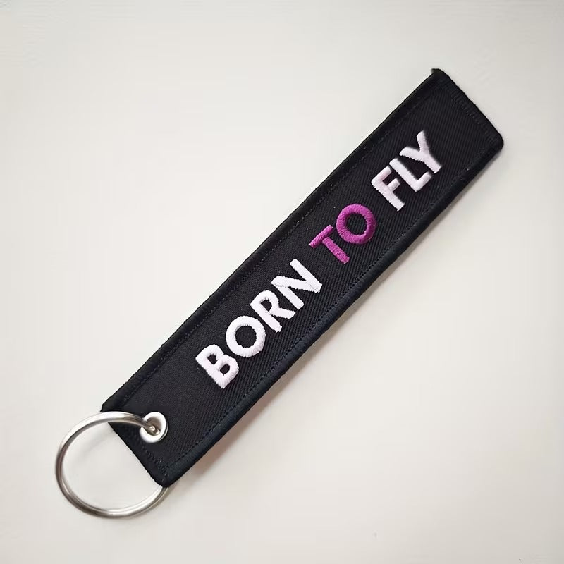 Breloc Stewardesa Brodat pentru Chei sau Rucsac Born to Fly