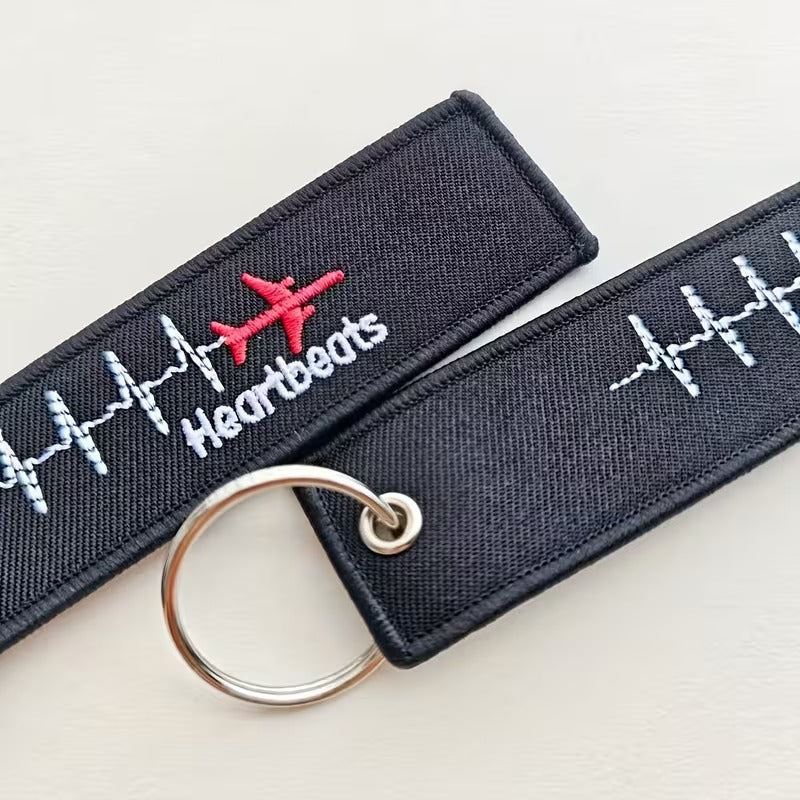 Breloc Textil Design Aviatie Airplane Heartbeats