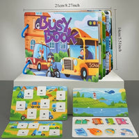 Carte pentru Copii Interactiva Busy Book cu Stickere si Activitati Educative