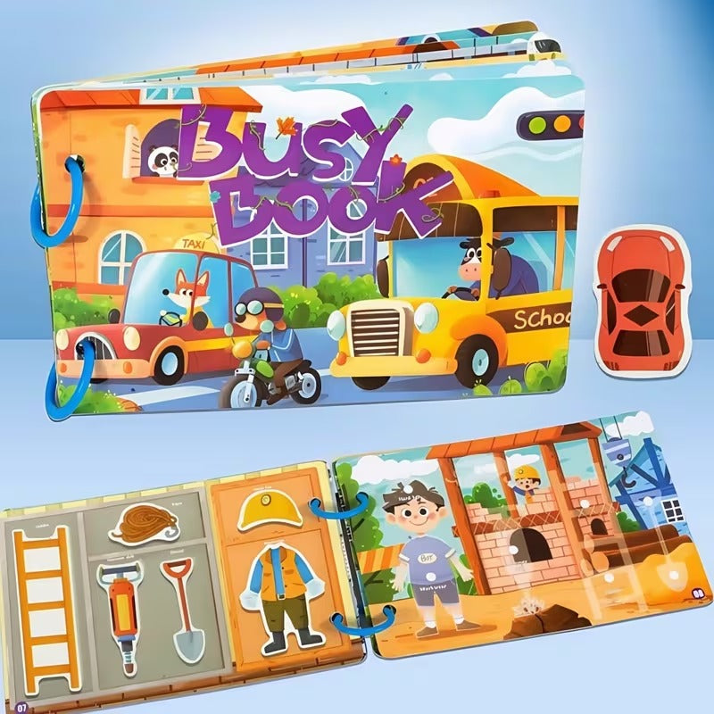 Carte pentru Copii Interactiva Busy Book cu Stickere si Activitati Educative