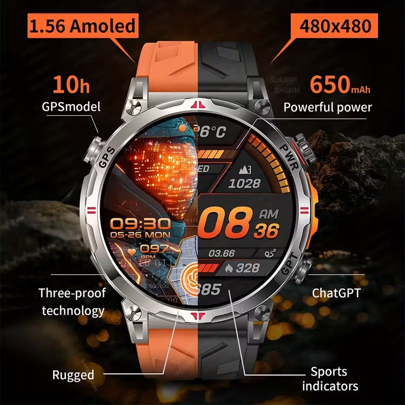 Ceas Smartwatch GPS Ecran Amoled, Navigatie si Urmarire Activitati, Curea din Plasa, Negru