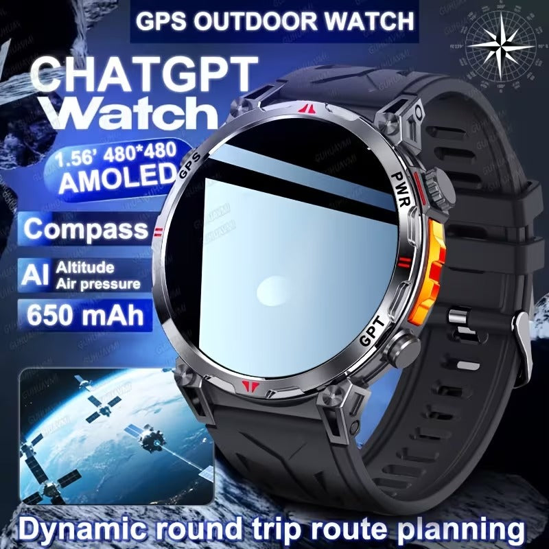 Ceas Smartwatch GPS Ecran Amoled, Navigatie si Urmarire Activitati, Curea din Plasa, Negru