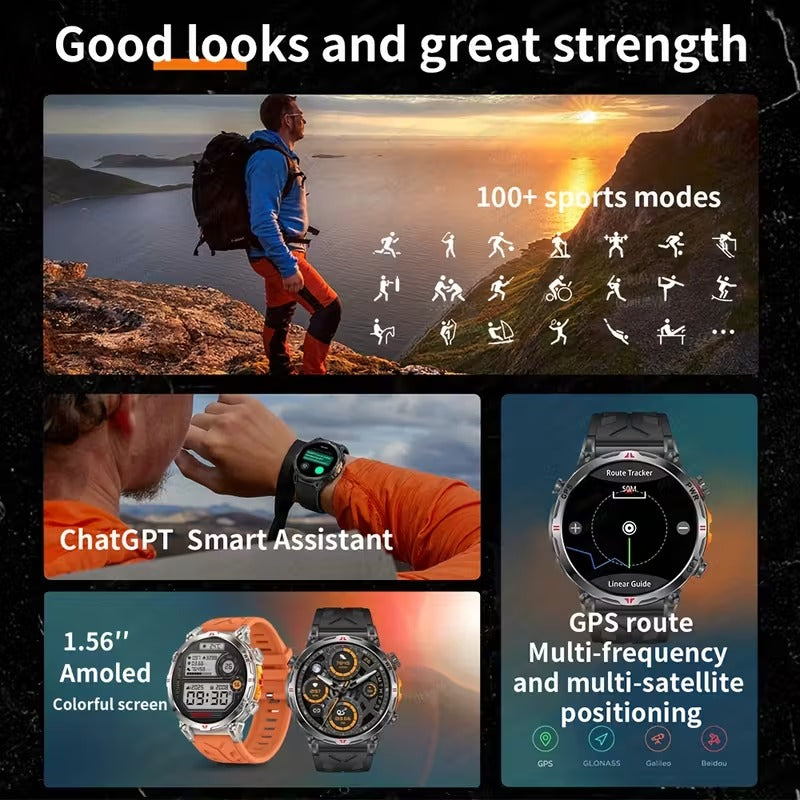 Ceas Smartwatch GPS Ecran Amoled, Navigatie si Urmarire Activitati, Curea din Plasa, Negru
