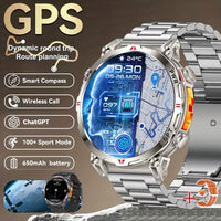 Ceas Smartwatch GPS Ecran Amoled, Navigatie si Urmarire Activitati, Curea din Otel, Argintiu
