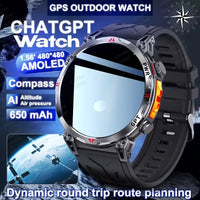 Ceas Smartwatch GPS Ecran Amoled, Navigatie si Urmarire Activitati, Curea din Otel, Argintiu