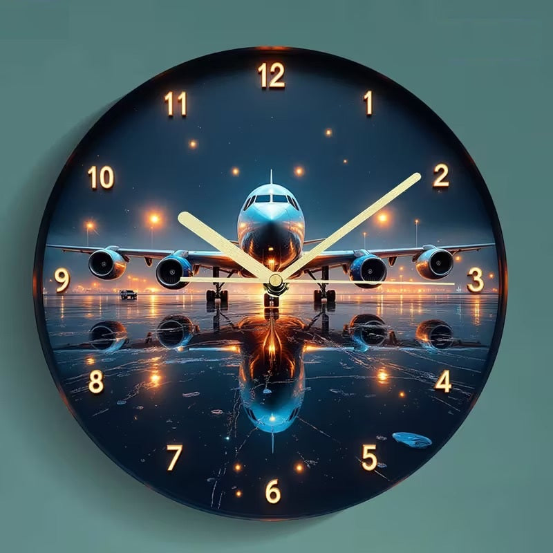 Ceas de Perete cu Design Avion si Mecanism Silentios, 30cm