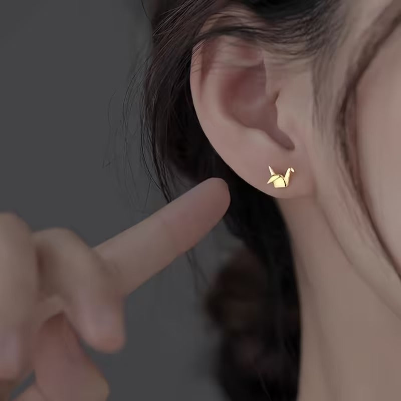 Cercei Origami Cocor Minimalisti din Cupru pentru Femei