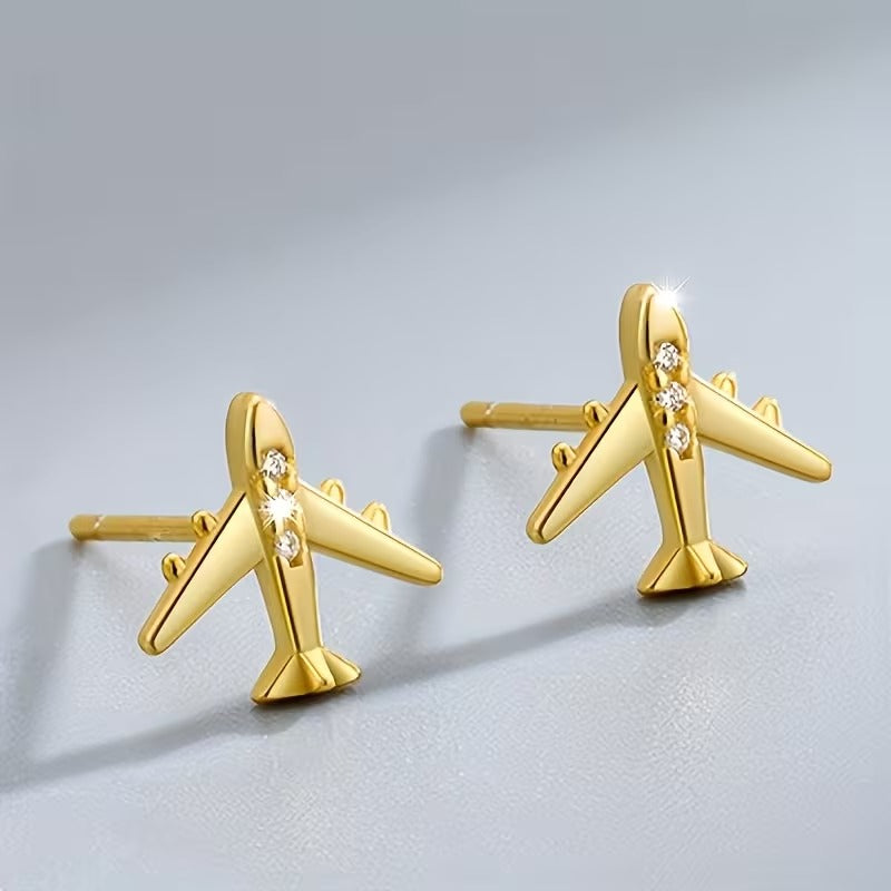 Cercei Eleganti in Forma de Avion cu Zirconiu