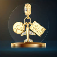 Charm Auriu Elegant pentru Bratari si Coliere Model Avion si Travel