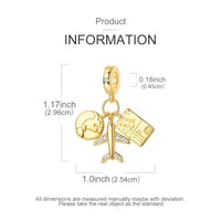 Charm Auriu Elegant pentru Bratari si Coliere Model Avion si Travel