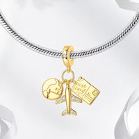 Charm Auriu Elegant pentru Bratari si Coliere Model Avion si Travel