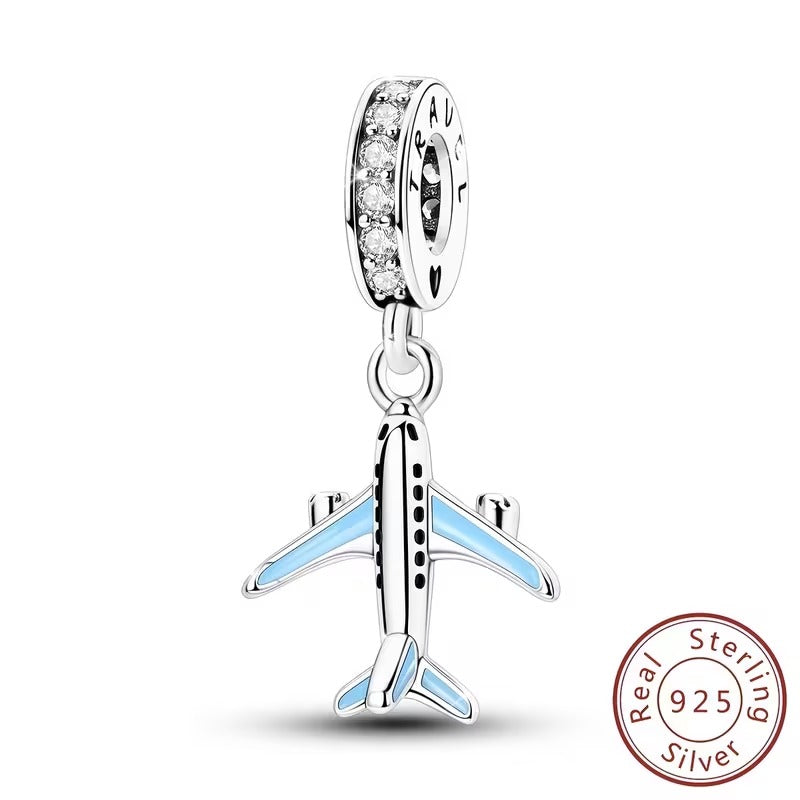 Charm Avion din Argint 925 pentru Bratari si Coliere