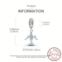 Charm Avion din Argint 925 pentru Bratari si Coliere