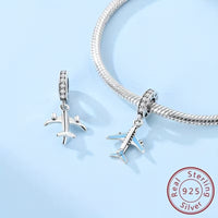 Charm Avion din Argint 925 pentru Bratari si Coliere