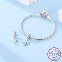 Charm Avion din Argint 925 pentru Bratari si Coliere