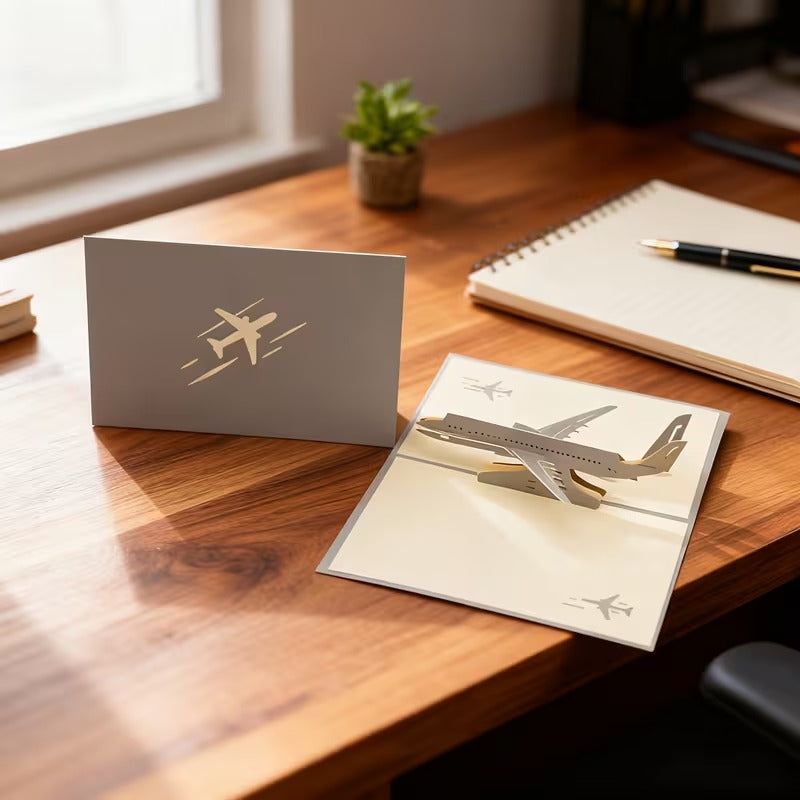 Felicitare 3D Pop-Up cu Avion pentru Aniversari si Ocazii Speciale