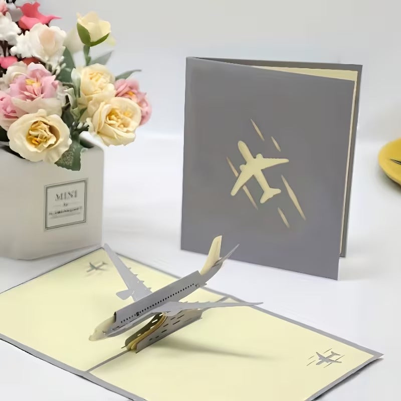 Felicitare 3D Pop-Up cu Avion pentru Aniversari si Ocazii Speciale