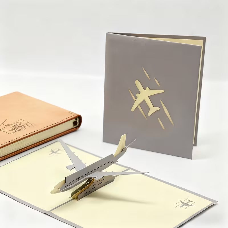 Felicitare 3D Pop-Up cu Avion pentru Aniversari si Ocazii Speciale