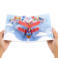Felicitare Decorativa 3D Pop Up cu Avion pentru Zi de Nastere