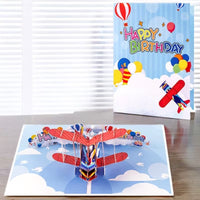 Felicitare Decorativa 3D Pop Up cu Avion pentru Zi de Nastere