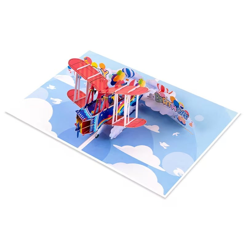 Felicitare Decorativa 3D Pop Up cu Avion pentru Zi de Nastere