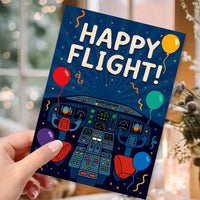 Felicitare Tematica Aviatie cu Design Cockpit Happy Flight