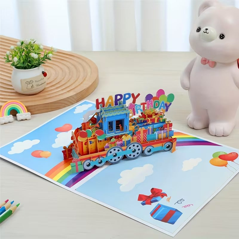 Felicitare Zi de Nastere pentru Copii 3D Pop-Up Train