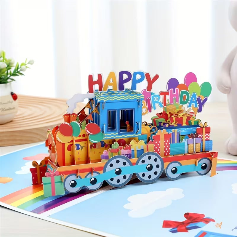 Felicitare Zi de Nastere pentru Copii 3D Pop-Up Train