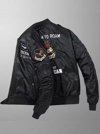 Geaca Bomber de Aviatie pentru Barbati cu Broderii, Negru