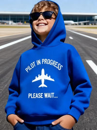 Hanorac Baieti cu Gluga si Imprimeu Avion pentru Entuziasti Aviatie