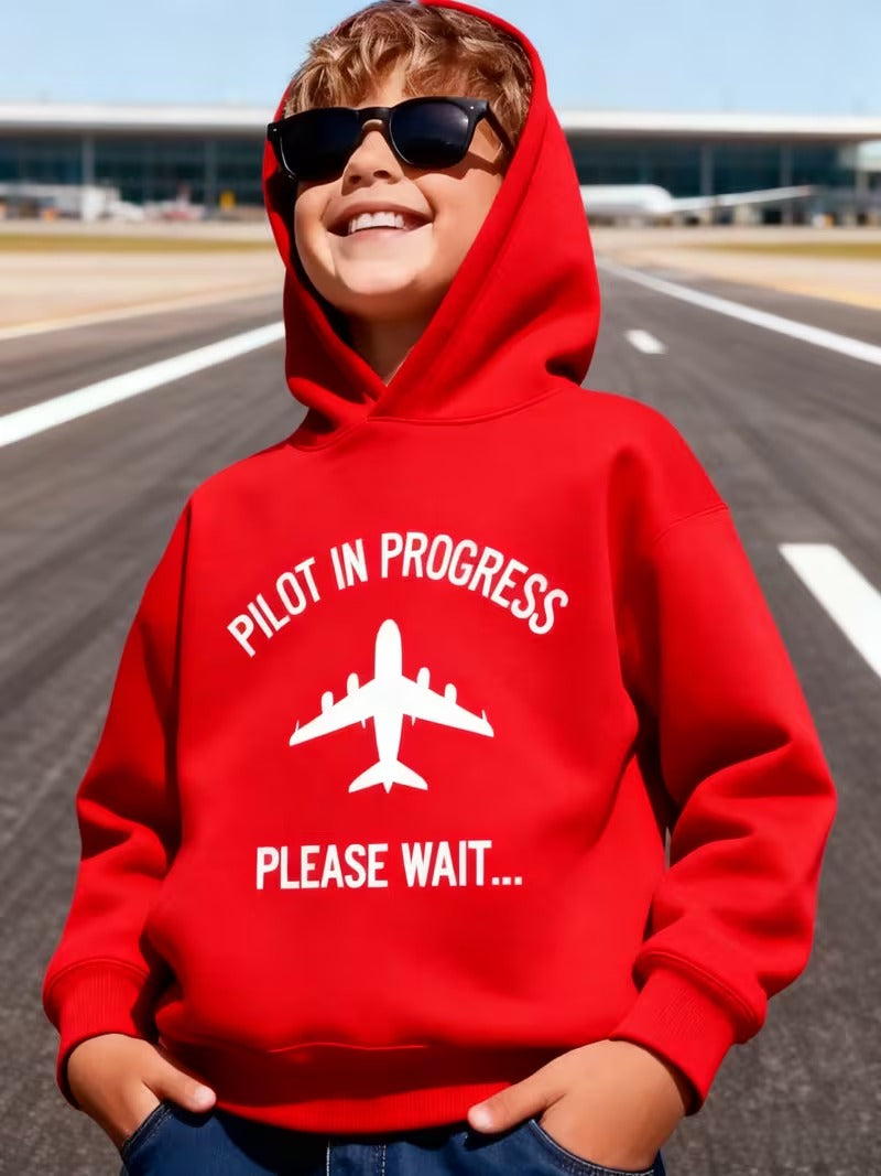 Hanorac Baieti cu Gluga si Imprimeu Avion pentru Entuziasti Aviatie