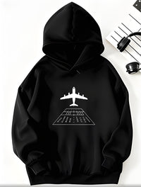 Hanorac Baieti cu Gluga si Imprimeu Avion pentru Toamna si Iarna