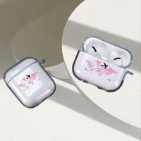 Husa Casti AirPods Pro 2, 1, 2, 3 Transparenta cu Design Harta Lumii si Rute Aeriene