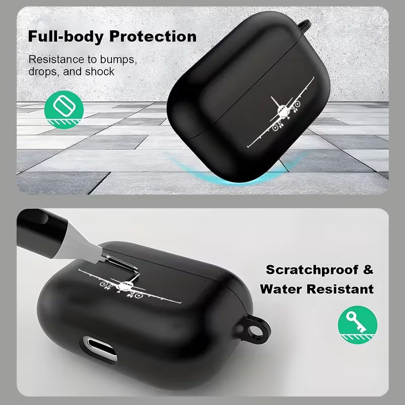 Husa Casti Protectie cu Design Avion si Finisaj Negru Mat