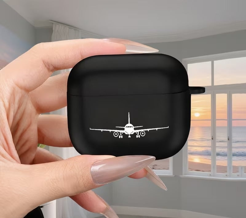Husa Casti Protectie cu Design Avion si Finisaj Negru Mat