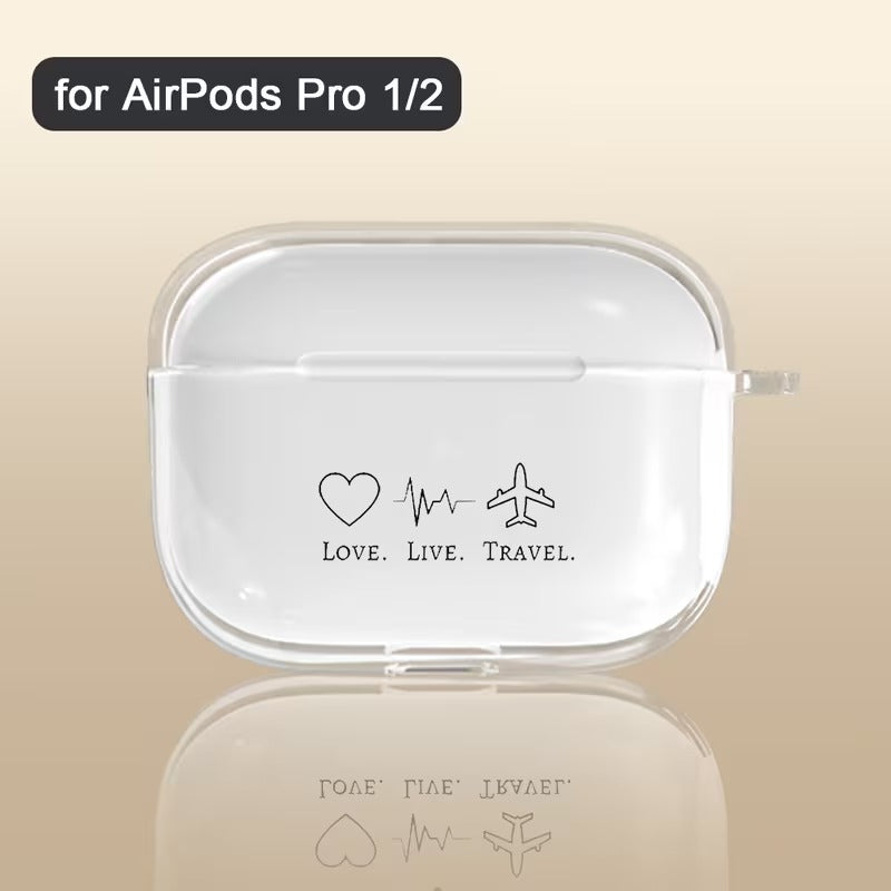 Husa Casti Transparenta AirPods cu Design Love Live Travel