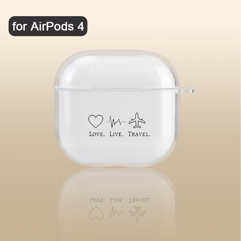 Husa Casti Transparenta AirPods cu Design Love Live Travel