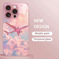 Husa Telefon pentru Iphone 17, Pro, Pro Max Design Avion, Roz
