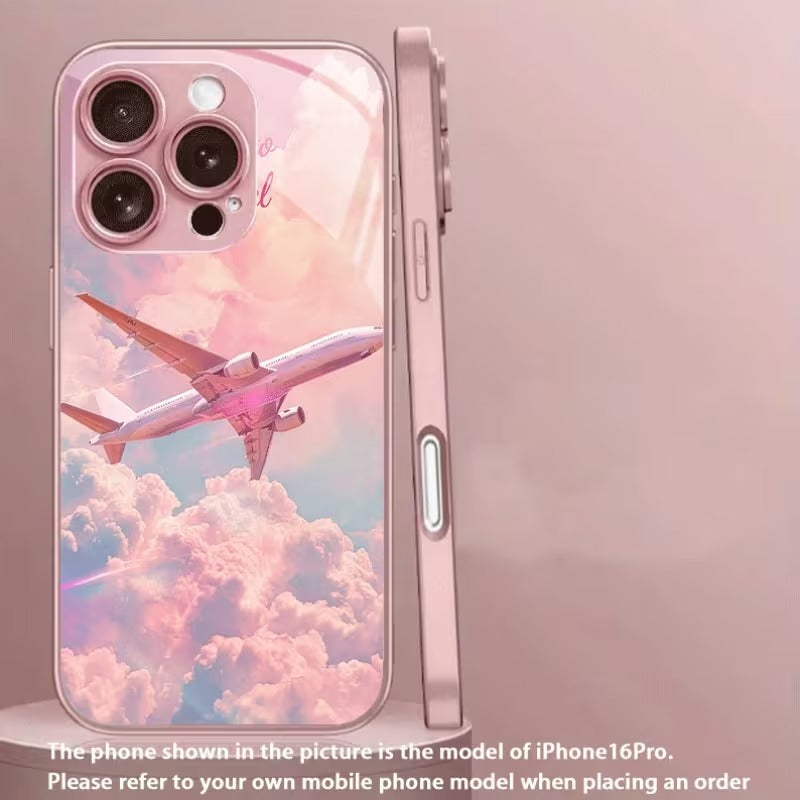 Husa Telefon pentru Iphone 17, Pro, Pro Max Design Avion, Roz