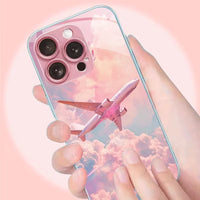 Husa Telefon pentru Iphone 17, Pro, Pro Max Design Avion, Roz