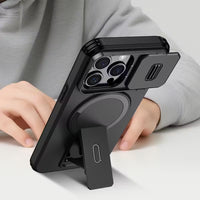 Husa Telefon pentru Iphone 17, Pro, Pro Max cu Protectie Camera Glisanta si Suport Incarcare Wireless, Negru