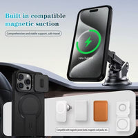 Husa Telefon pentru Iphone 17, Pro, Pro Max cu Protectie Camera Glisanta si Suport Incarcare Wireless, Negru