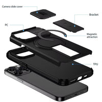 Husa Telefon pentru Iphone 17, Pro, Pro Max cu Protectie Camera Glisanta si Suport Incarcare Wireless, Negru