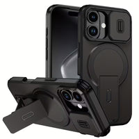 Husa Telefon pentru Iphone 17, Pro, Pro Max cu Protectie Camera Glisanta si Suport Incarcare Wireless, Negru