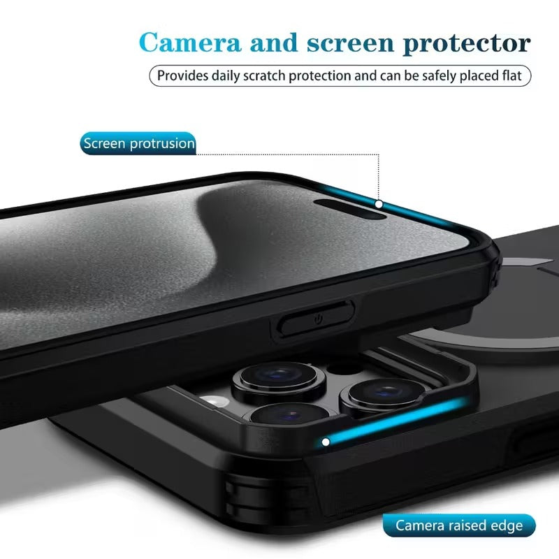 Husa Telefon pentru Iphone 17, Pro, Pro Max cu Protectie Camera Glisanta si Suport Incarcare Wireless, Negru