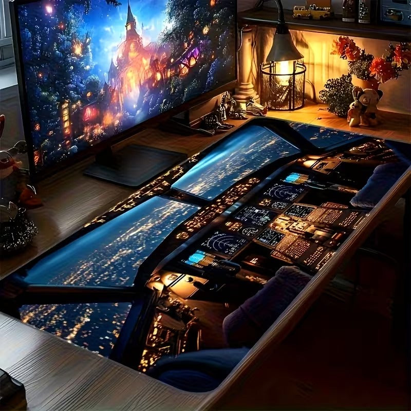 Mouse Pad Extra Large pentru Birou sau Gaming Aircraft Cockpit, 30 x 80cm